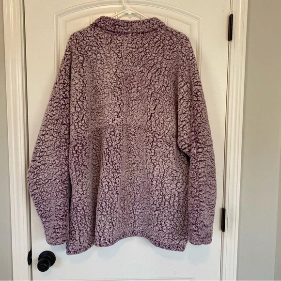 Time and Tru Women’s Snowtipped Purple Fluffy Jacket Size 2X - Picture 2 of 7